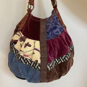 Lucky brand fabric patchwork Quilted handbag